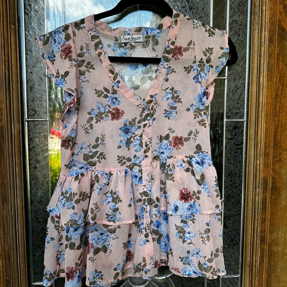 Crave Fame Pink and Blue Floral Blouse - Picture 3 of 7